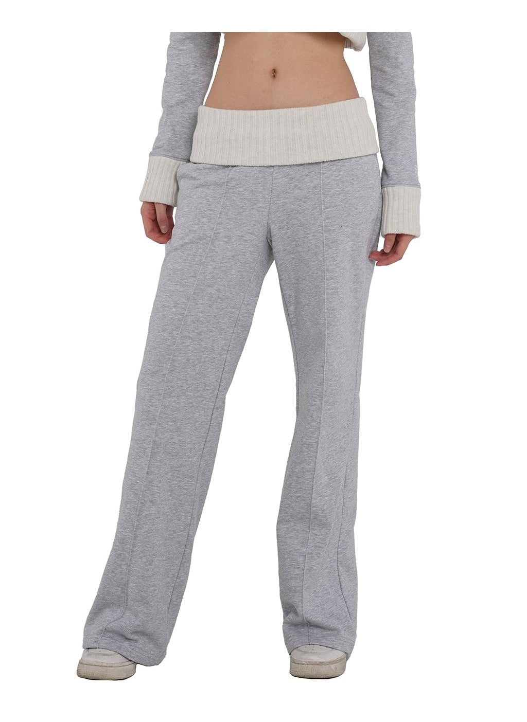 Knit Blend Casual Joggers with Pleated Skirt Detail