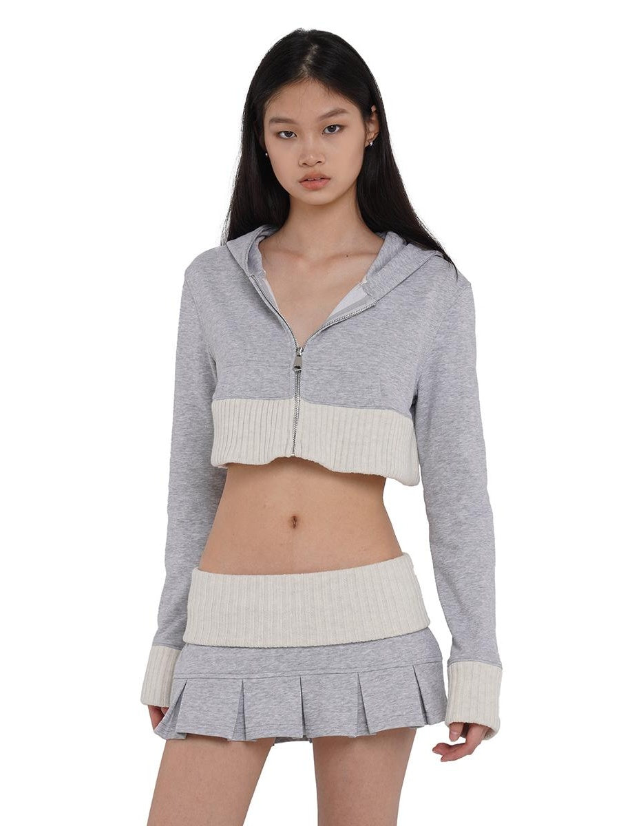 Knit Blend Casual Joggers with Pleated Skirt Detail