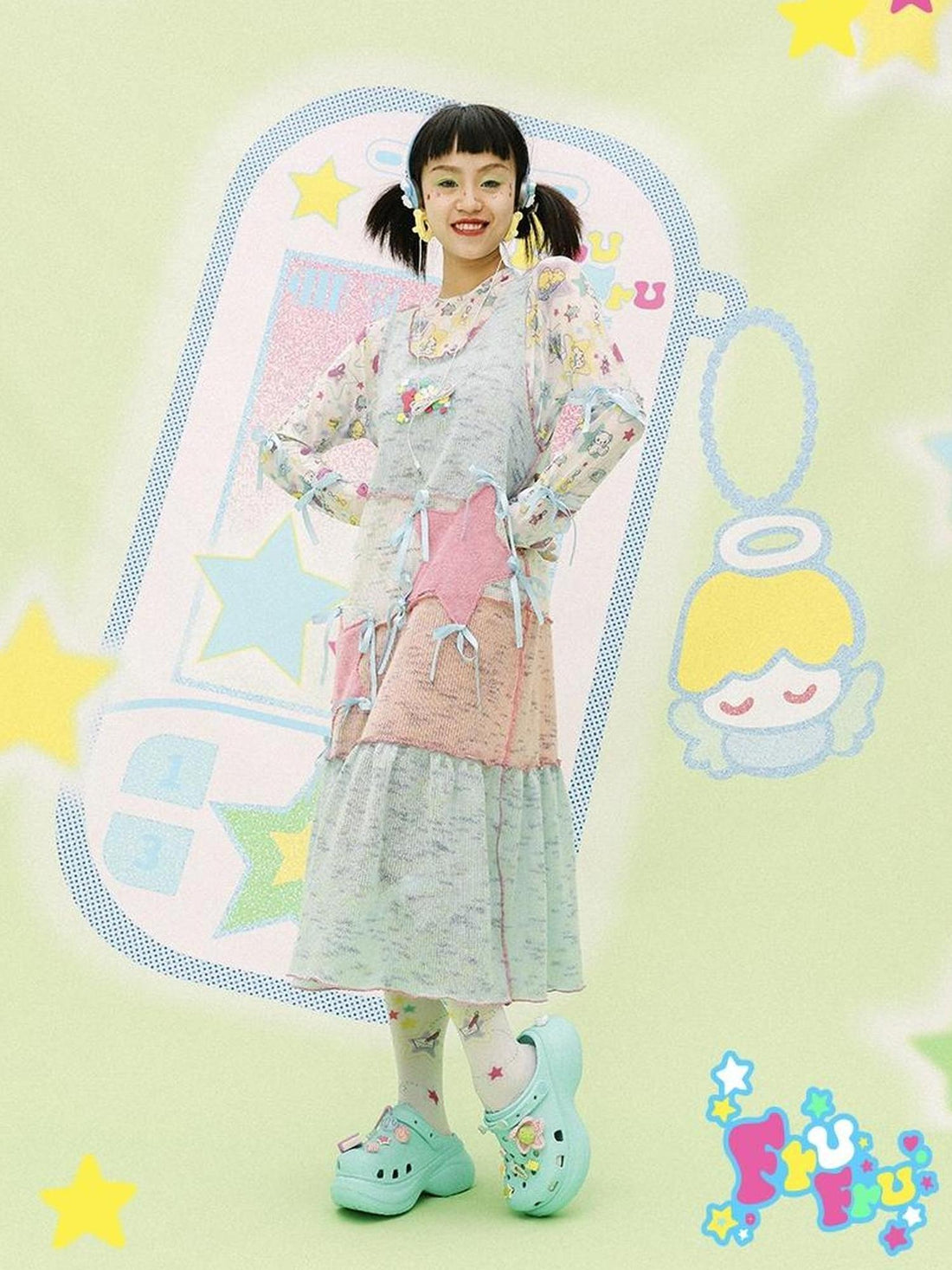 Frufru Gulu Knit Patchwork Slouchy Sweet Vest Dress