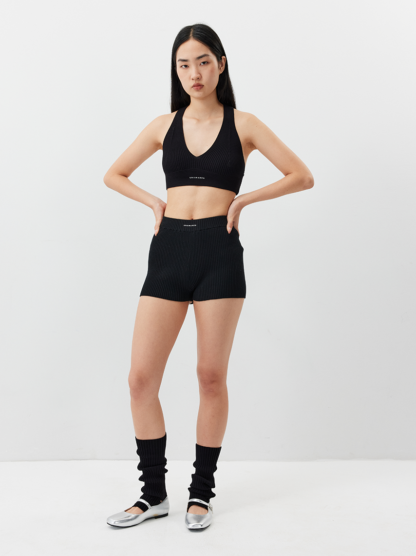 Knitted Backless Sports Bra Set