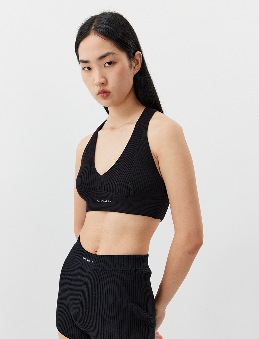 Knitted Backless Sports Bra Set