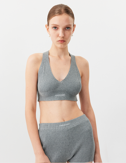 Knitted Backless Sports Bra Set