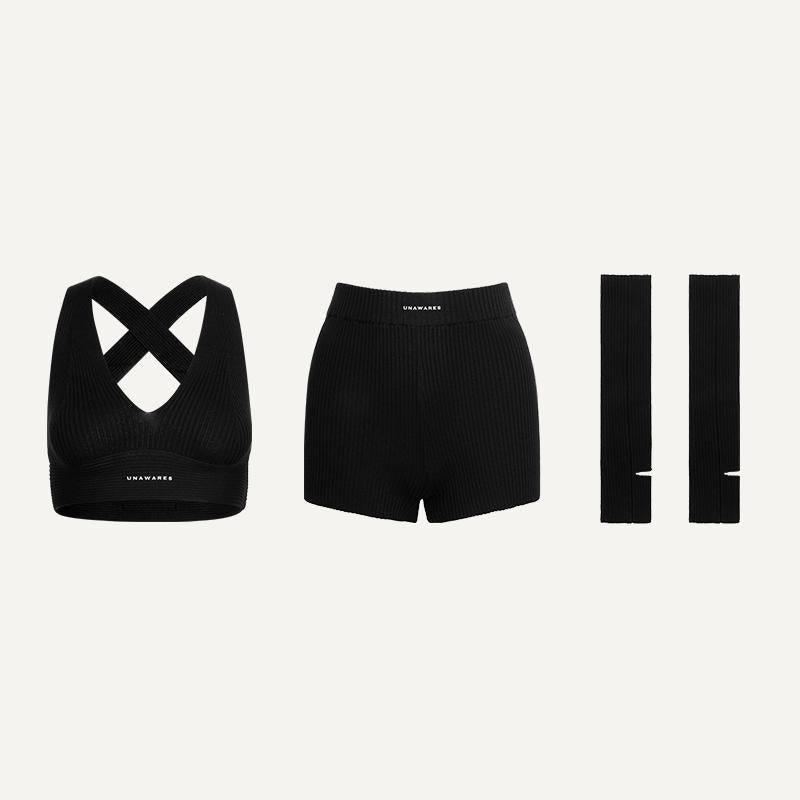 Knitted Backless Sports Bra Set