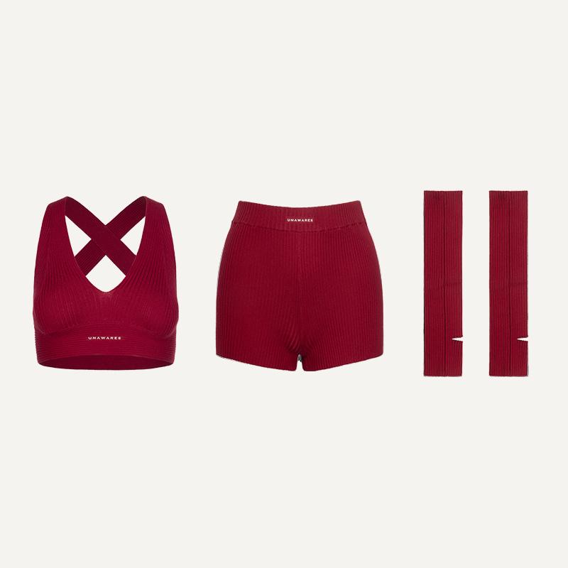 Knitted Backless Sports Bra Set