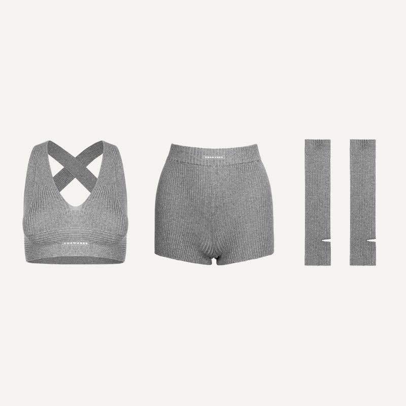 Knitted Backless Sports Bra Set