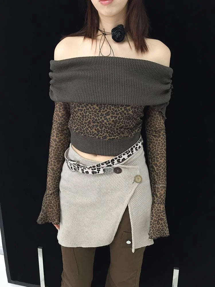 Knitted Beige Stretchy Coconut Button Skirt