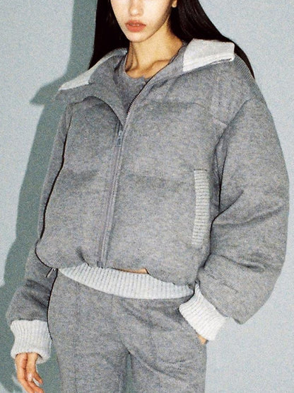 SweetChilling Knitted Cotton Puff Sleeve Coat Pleated Skirt Pants Outerwear