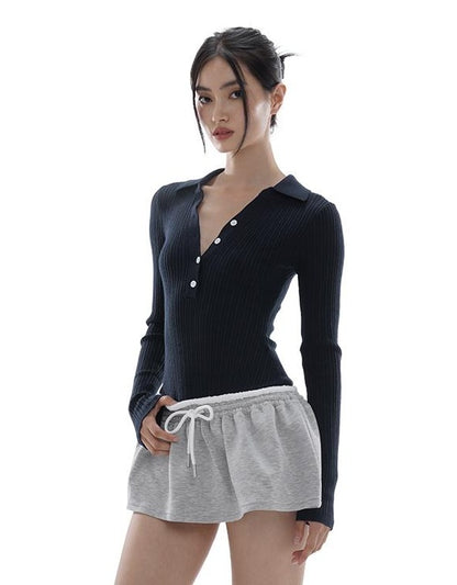 Knitted Mesh Panel Sporty High-Intelligence Dress