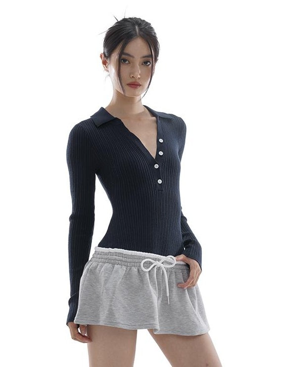 Knitted Mesh Panel Sporty High-Intelligence Dress