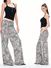 Kvkv 22Baggy Leopard Print Stand Cut Design22 American Retro Loose Wide Leg Curved Knife Crescent Denim Work Pants 5