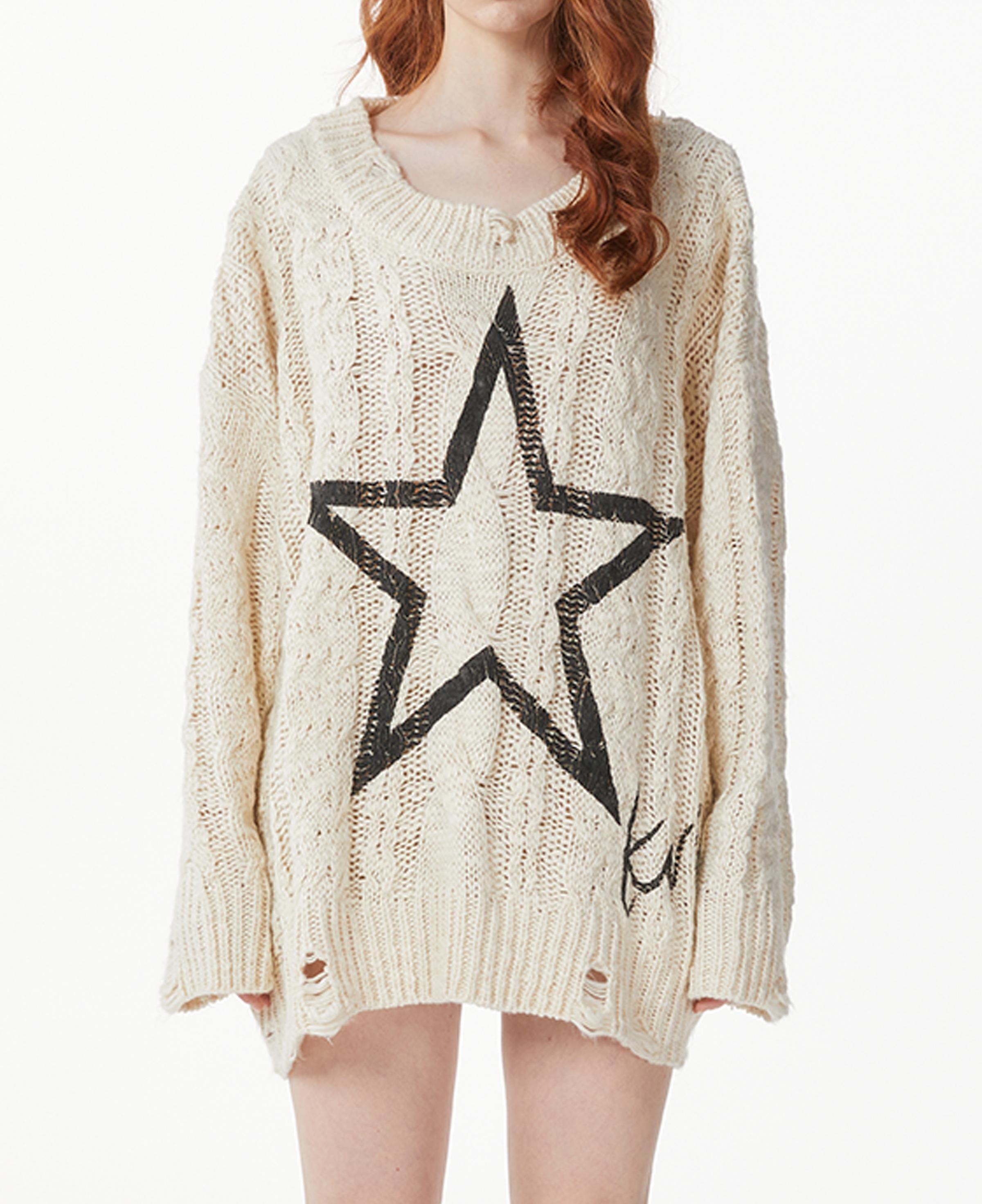 Kvkv 22Kstar22 Oversized Loose Distressed K Star Five Pointed Star Printed Logo Twisted Flower Sweater 12_6932ebf2 e2fe 49e6 ab09 54a38c3a0aeb