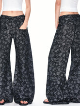 Kvkv Baggy V Shaped Waist Cashew Flower Print American Retro Lazy Loose Wide Leg Jeans 1