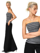 Kvkv Black And White Irregular Stripe Strapless 4