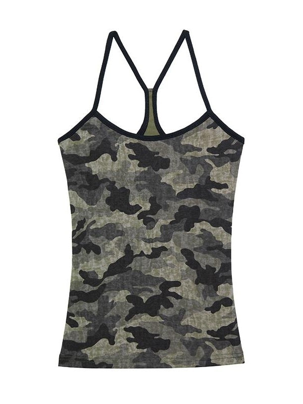 Kvkv Black Border Tank Camouflage Camisole American Retro Slim Fit Slimming Effect Washing Water Wearing A Cross Shaped Vest Top For Women 2