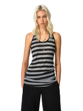 Kvkv Black Gray Wide Striped Tencel Adjustable Neck Vest 26