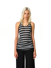 Kvkv Black Gray Wide Striped Tencel Adjustable Neck Vest 27