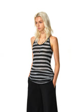 Kvkv Black Gray Wide Striped Tencel Adjustable Neck Vest 28