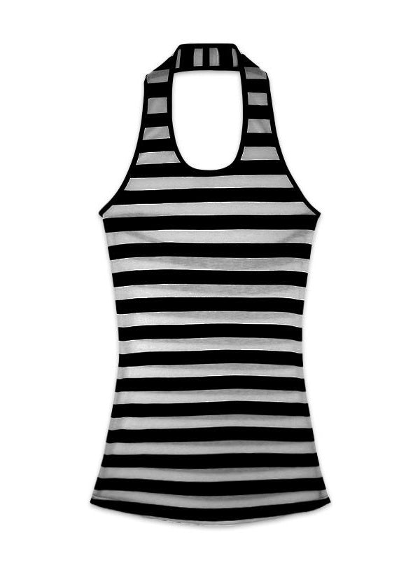 Kvkv Black Gray Wide Striped Tencel Adjustable Neck Vest 6