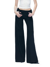 Kvkv Black Low Waist Slim Fit V Shaped Western Pants American Spicy Girl Retro Casual Slimming Wide Leg Slightly Flared For Women 33