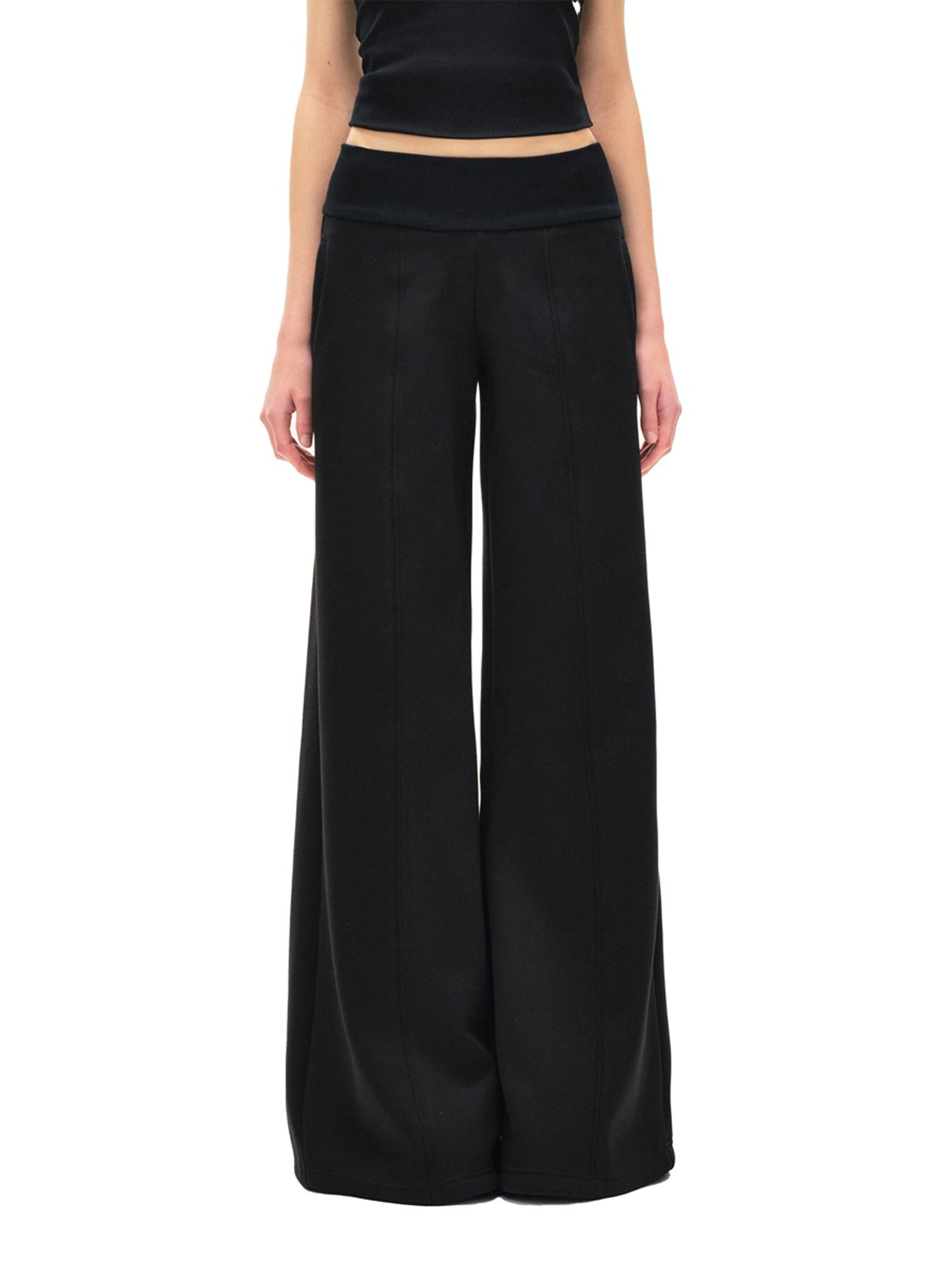 Kvkv Black Wide Waist Head With Velvet Autumn And Winter Air Layer Guard Pants This YearS Popular Thick Casual Leg 17