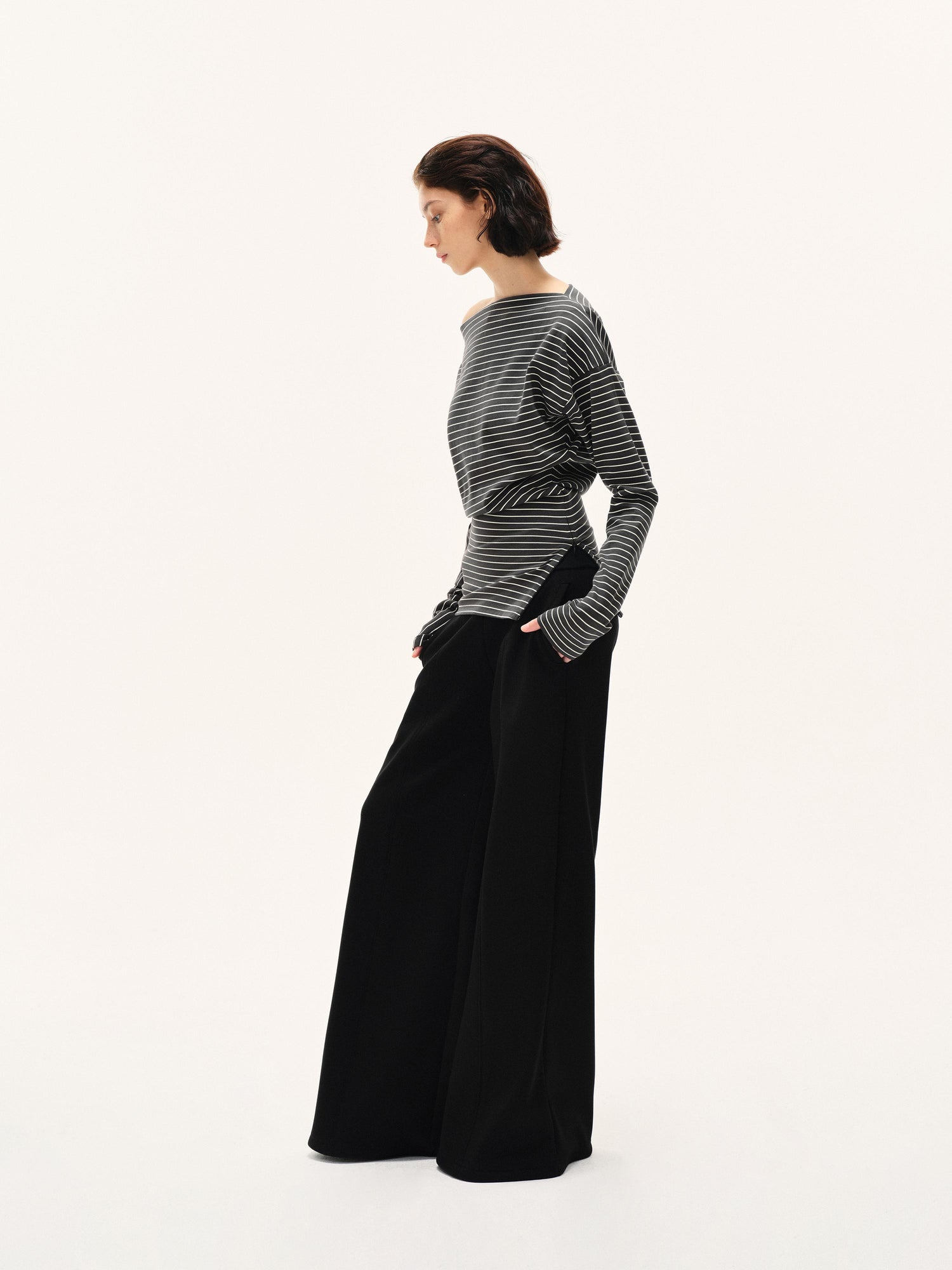 Kvkv Black Wide Waist Head With Velvet Autumn And Winter Air Layer Guard Pants This YearS Popular Thick Casual Leg 36