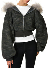 Kvkv Camouflage Real Fur Collar Hooded Jacket 44