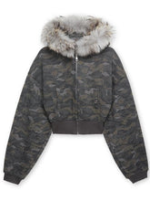 Kvkv Camouflage Real Fur Collar Hooded Jacket 7