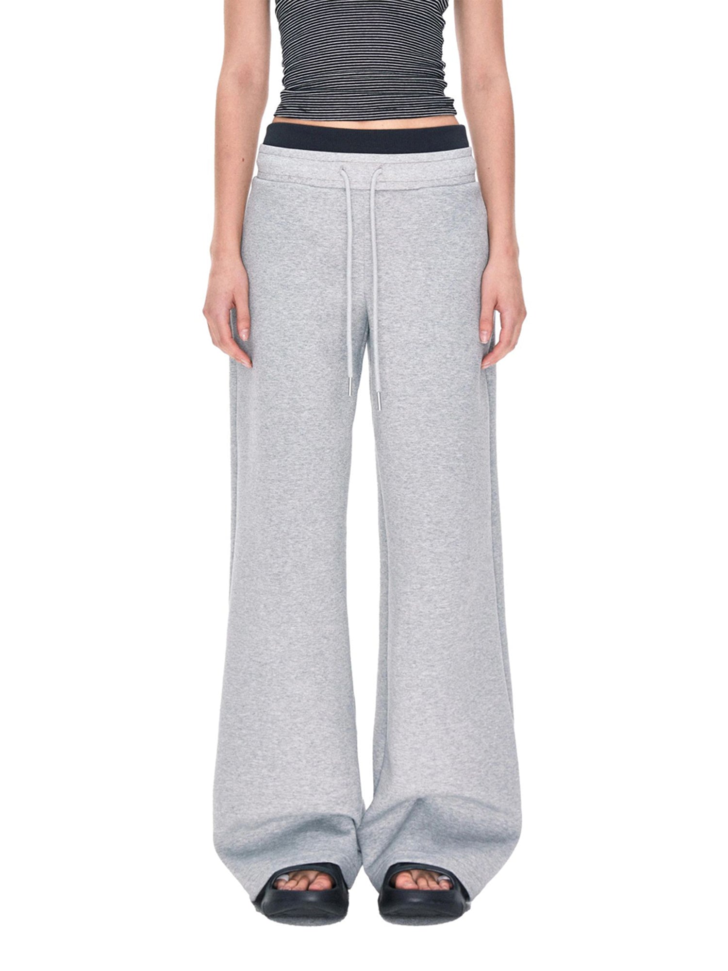 Kvkv Double Waisted Spliced Sweatpants With American Retro Design Sporty And Casual Loose Wide Leg Drawstring Pants For Women 20