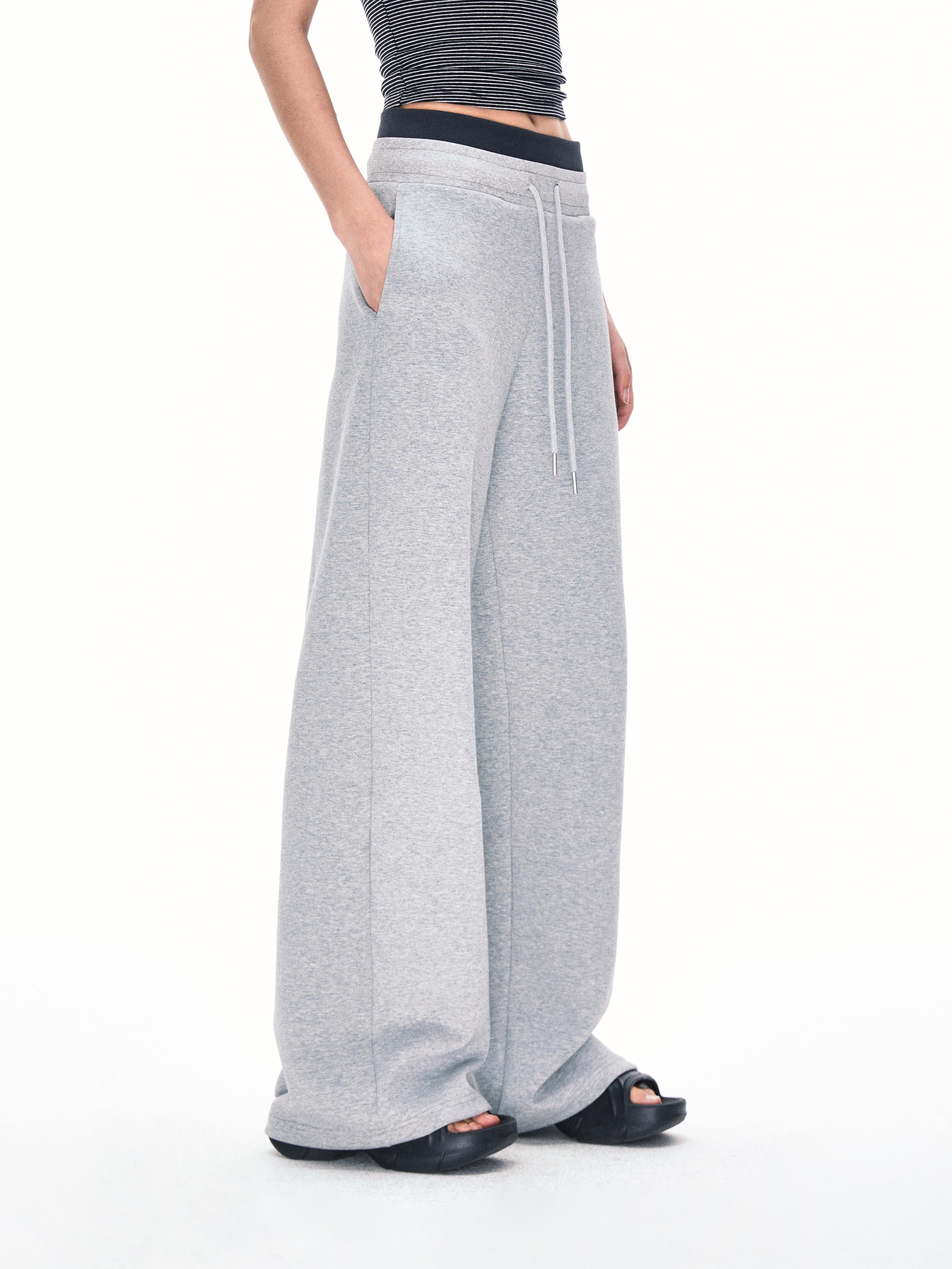 Kvkv Double Waisted Spliced Sweatpants With American Retro Design Sporty And Casual Loose Wide Leg Drawstring Pants For Women 29