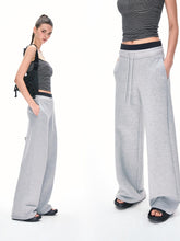 Kvkv Double Waisted Spliced Sweatpants With American Retro Design Sporty And Casual Loose Wide Leg Drawstring Pants For Women 3