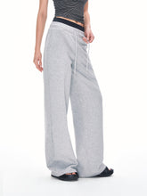 Kvkv Double Waisted Spliced Sweatpants With American Retro Design Sporty And Casual Loose Wide Leg Drawstring Pants For Women 30