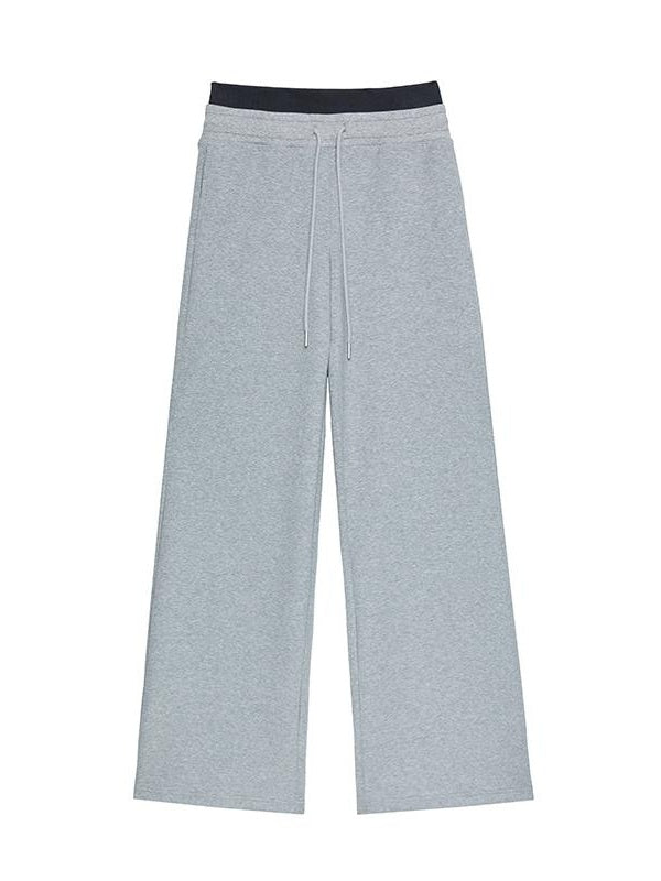 Kvkv Double Waisted Spliced Sweatpants With American Retro Design Sporty And Casual Loose Wide Leg Drawstring Pants For Women 7