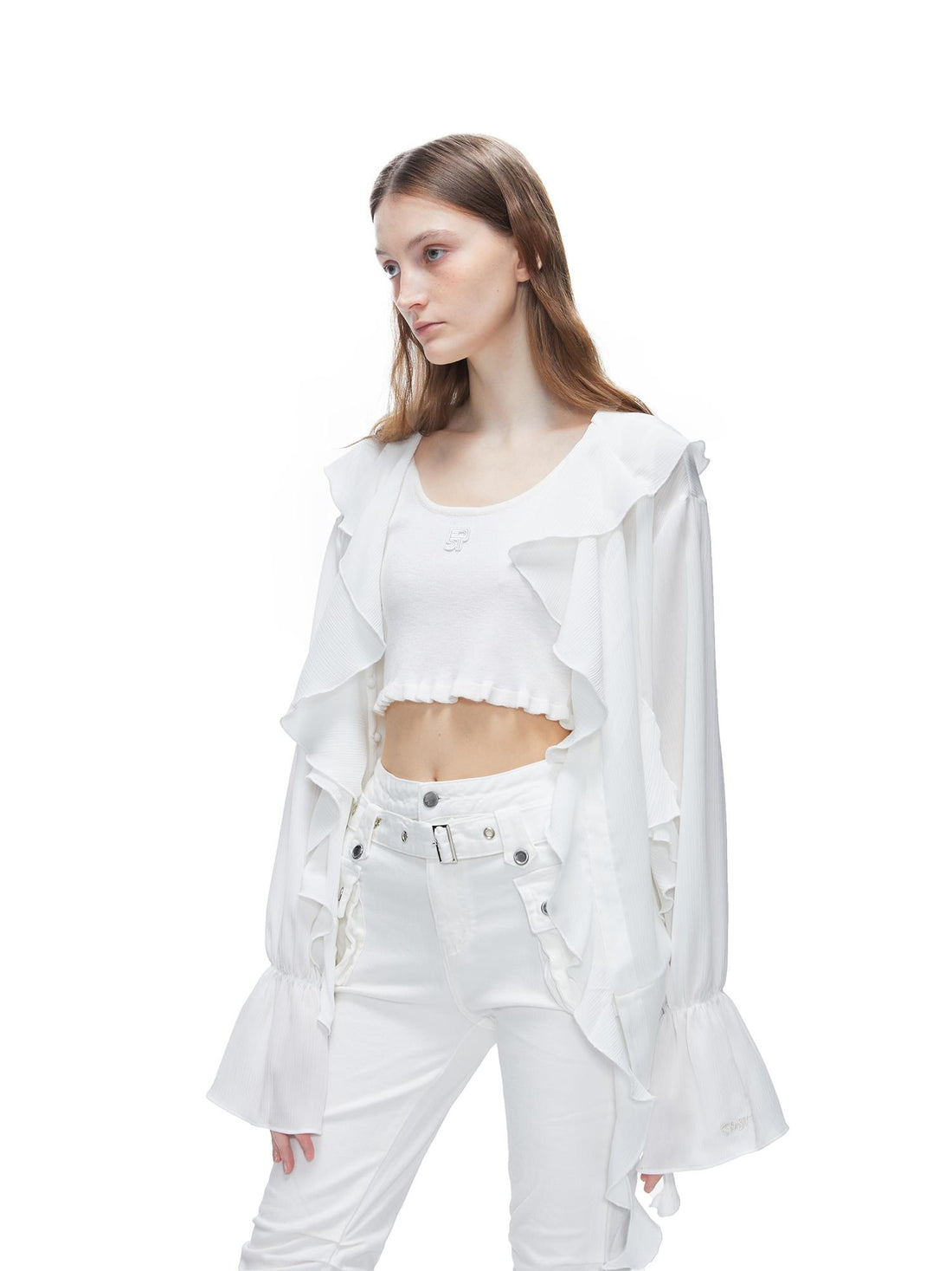 Kvkv Fost Capsule Series White Light Texture Chiffon Three Dimensional Ruffle Sunscreen Shirt 20