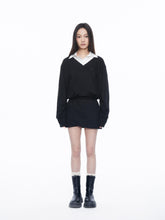 Kvkv Knitted Shirt Long Sleeve Fake Two Piece Sanitary Skirt Dress 12