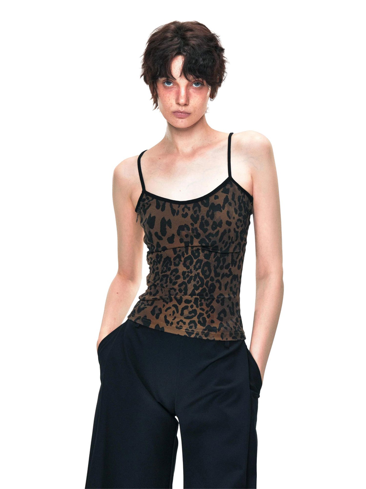 Kvkv Leopard Print Black Border Tank Sling American Spicy Girl Contrasting Color Slim Fit And Slimming Look Wearing A Cross Shaped Sleeveless Vest 25