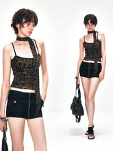 Kvkv Leopard Print Black Border Tank Sling American Spicy Girl Contrasting Color Slim Fit And Slimming Look Wearing A Cross Shaped Sleeveless Vest 3