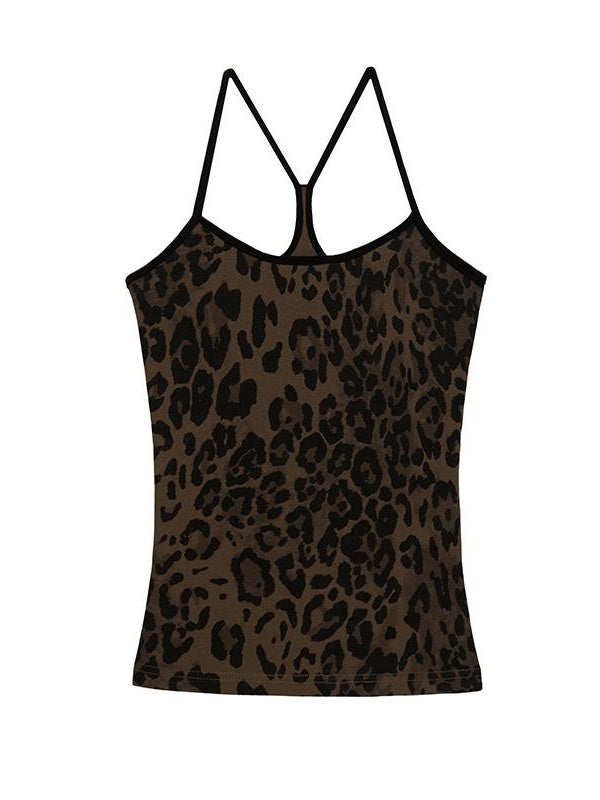 Kvkv Leopard Print Black Border Tank Sling American Spicy Girl Contrasting Color Slim Fit And Slimming Look Wearing A Cross Shaped Sleeveless Vest 6