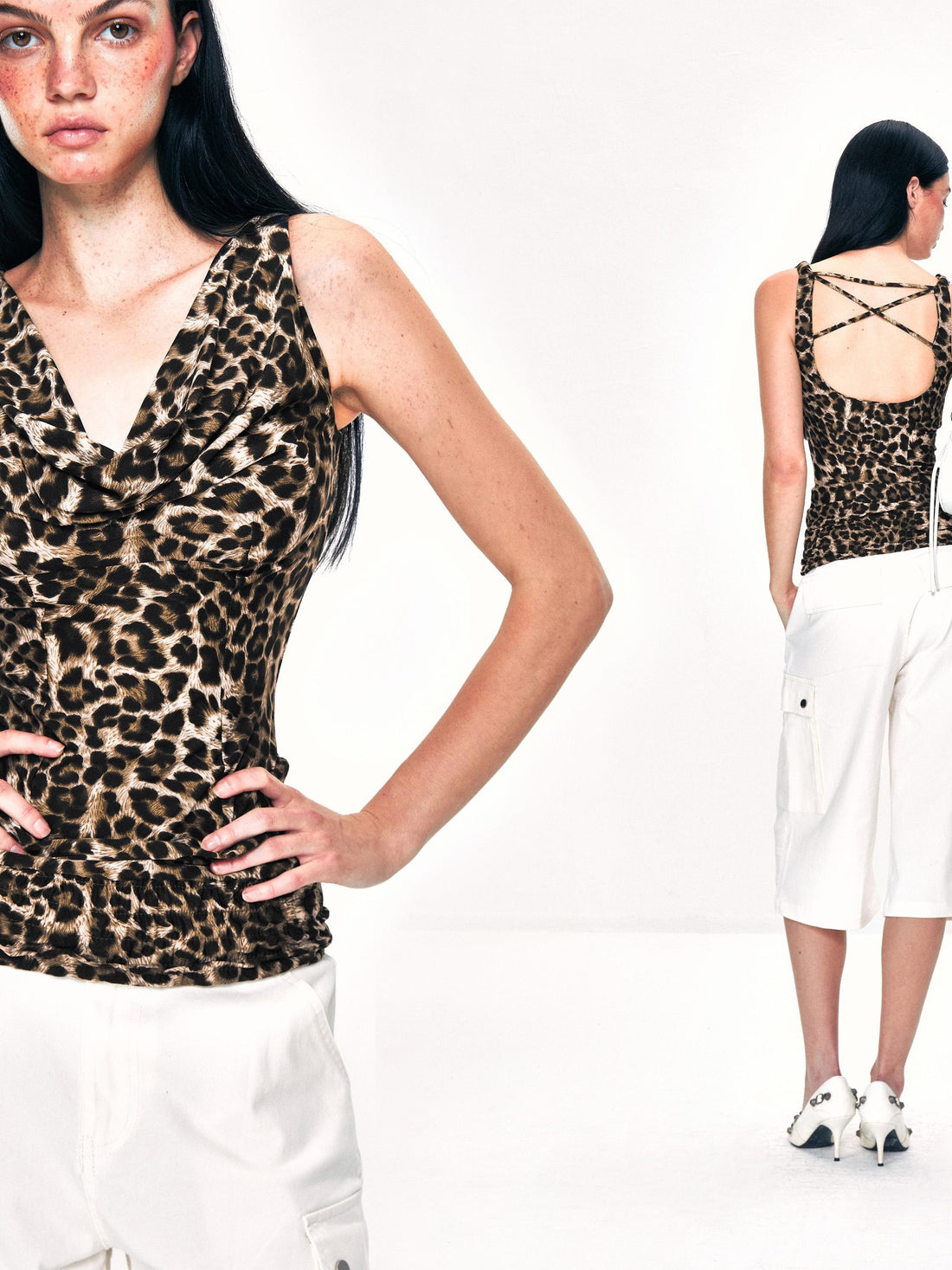 Kvkv Leopard Print Collar Hanging Neck Vest Retro Sexy Spicy Girl Slim Fit Beautiful Back For Wearing Outside Sleeveless Top Women 1