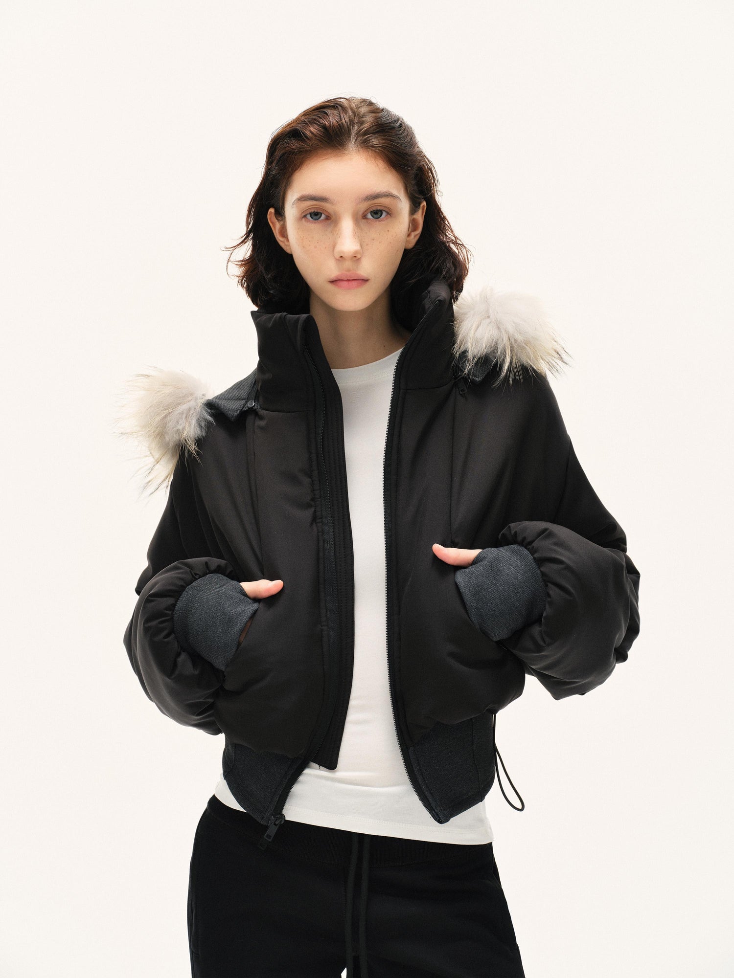 Kvkv Real Wool Collar Waist Cinched Silhouette Cotton Jacket This YearS Popular Short Jacket With Clip Winter Parker Hooded Small 31