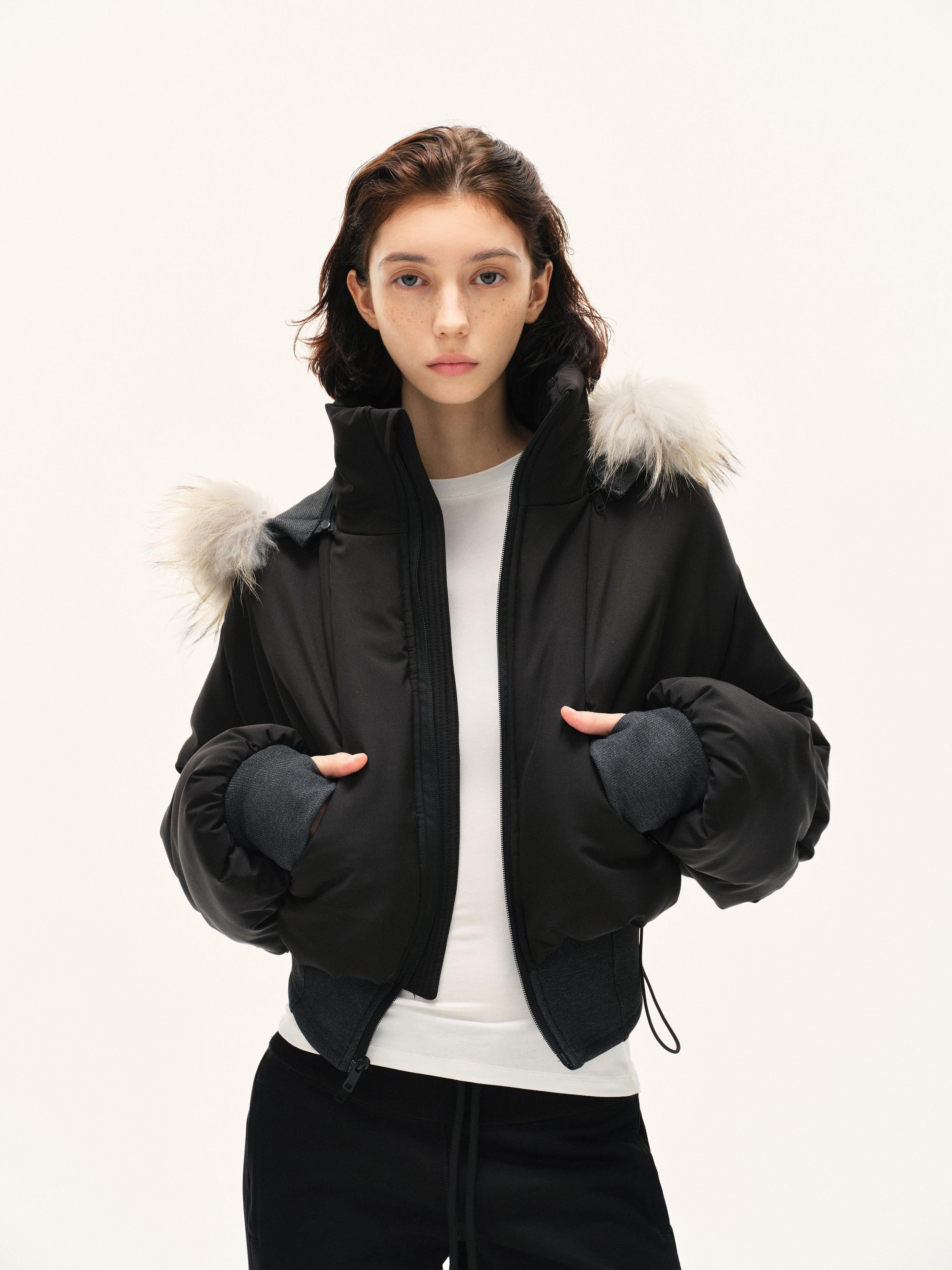 Kvkv Real Wool Collar Waist Cinched Silhouette Cotton Jacket This YearS Popular Short Jacket With Clip Winter Parker Hooded Small 31