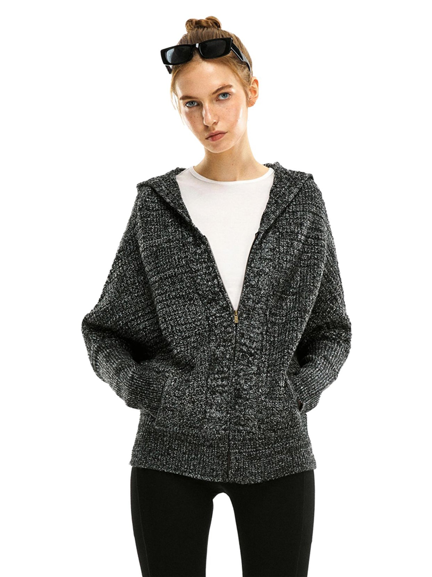 Kvkv Retro Woolen Blended Sweater Zipper Hooded Cardigan Grey Lazy Relaxation High End Autumn Winter Coat 7