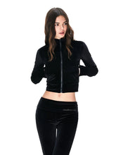 Kvkv Rhinestone Letter Velvet Slim Zipper Jacket 2