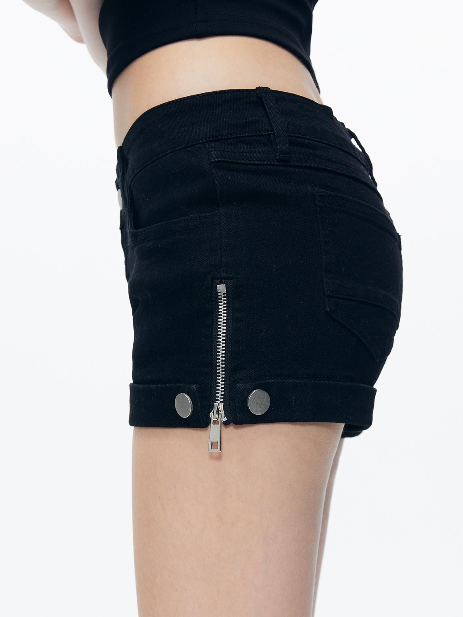 Kvkv Side Zipper Design Denim Shorts 9