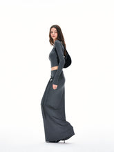 Kvkv Skin Feel Design Layering Hip Hugging Long Skirt Sexy Spicy Girl Slim Fit Slimming Gray Half Body Female 1