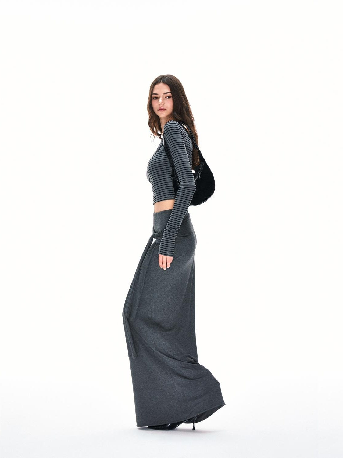 Kvkv Skin Feel Design Layering Hip Hugging Long Skirt Sexy Spicy Girl Slim Fit Slimming Gray Half Body Female 1