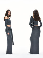 Kvkv Skin Feel Design Layering Hip Hugging Long Skirt Sexy Spicy Girl Slim Fit Slimming Gray Half Body Female 2