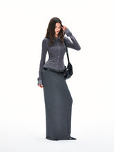 Kvkv Skin Feel Design Layering Hip Hugging Long Skirt Sexy Spicy Girl Slim Fit Slimming Gray Half Body Female 28