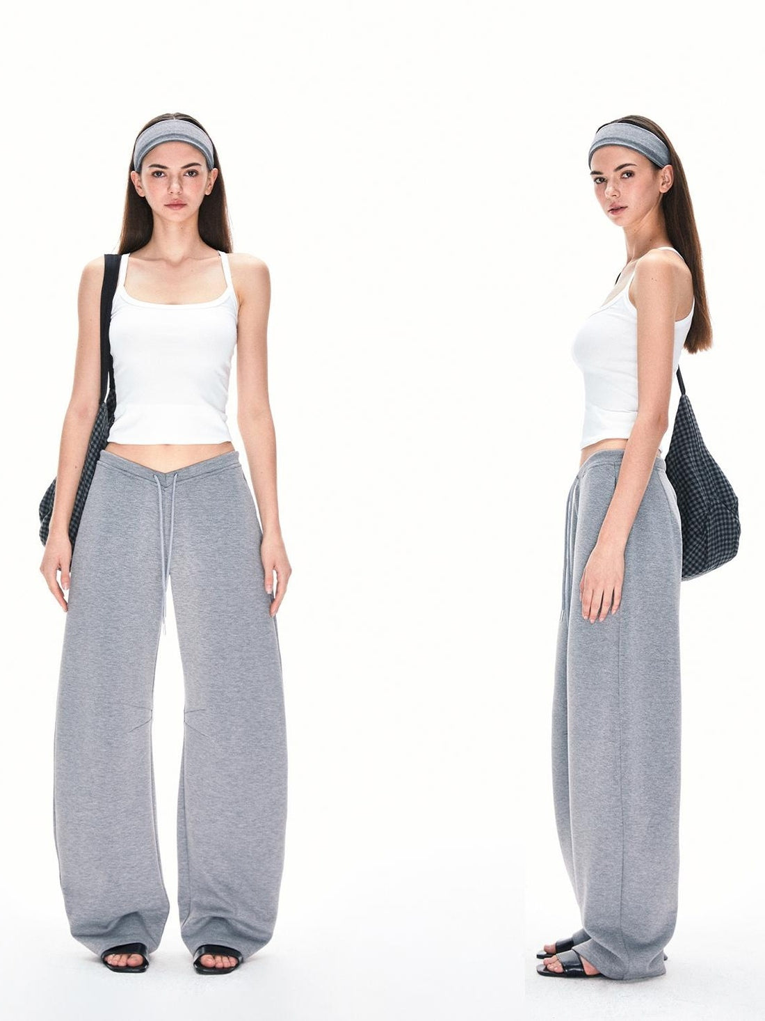 Kvkv Skin Feel Silhouette Curved Sisi Pants American Drawstring Loose Casual Sweatpants Lazy And Relaxed Banana 1