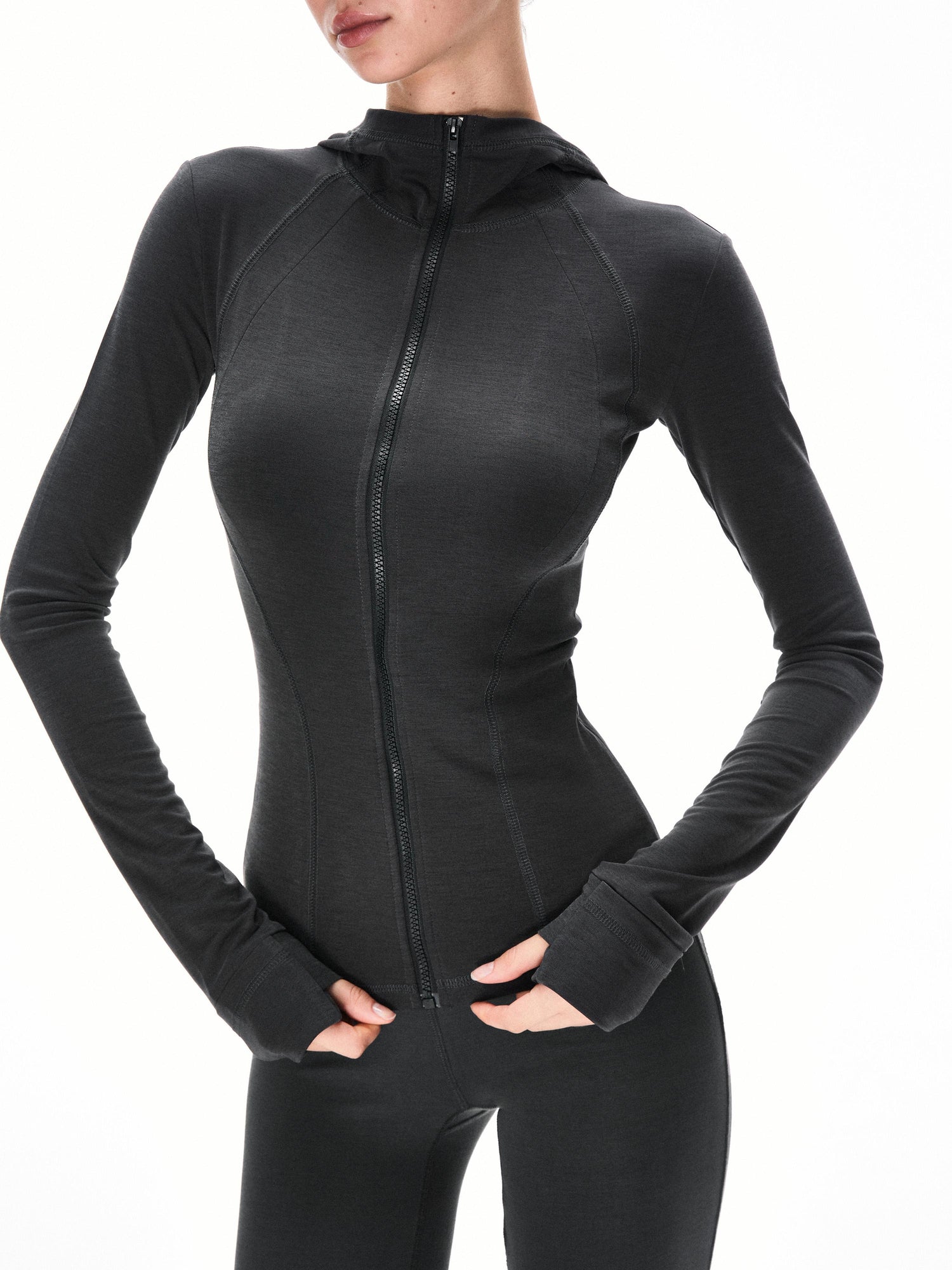 Kvkv Skin Structure Slim Fit Hooded Yoga Jacket American Retro Casual And Slimming Sportswear 45