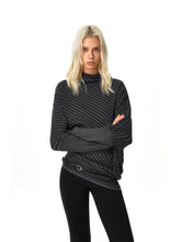 Kvkv Striped Knitted Waist Cinched Bat Sleeve Sweater 23